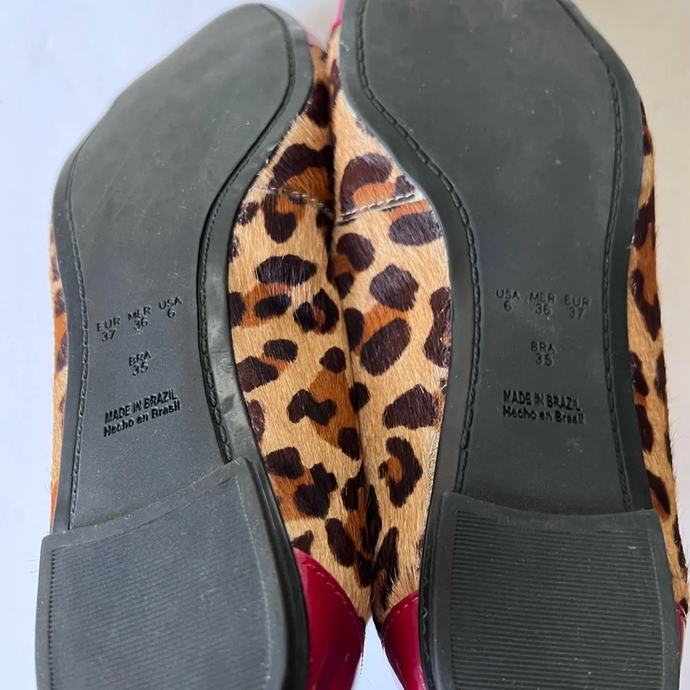 Tabita NEW Leopard Print Pointed Toe Ballet Flats Red Trim Gold Bow NWOT Size 6 - Picture 9 of 9